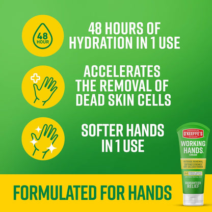 O'Keeffe's Working Hands Intense Renewal Hand Cream with Urea, 3 oz Tube – Softens & Smooths Extremely Dry, Callused Hands
