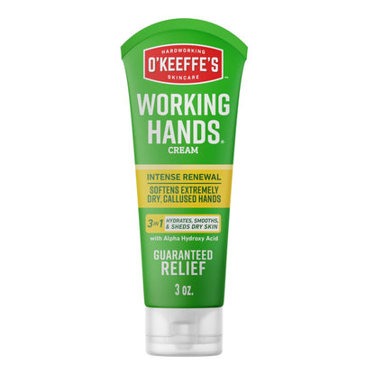 O'Keeffe's Working Hands Intense Renewal Hand Cream with Urea, 3 oz Tube – Softens & Smooths Extremely Dry, Callused Hands