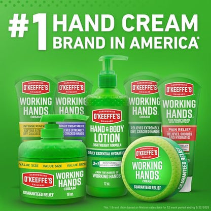 O'Keeffe's Working Hands Pain Relief Cream - 4% Lidocaine with Cooling Peppermint Oil for Instant Relief from Pain, Itching, and Dryness, 3 oz Tube Avelisse