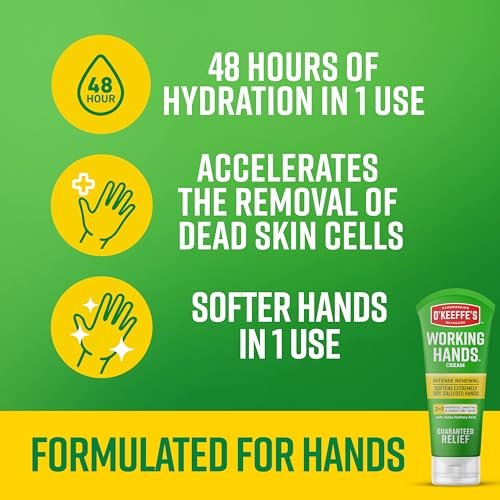 O'Keeffe's Working Hands Intense Renewal Hand Cream with Urea, 3 oz Tube – Softens & Smooths Extremely Dry, Callused Hands - görsel 8
