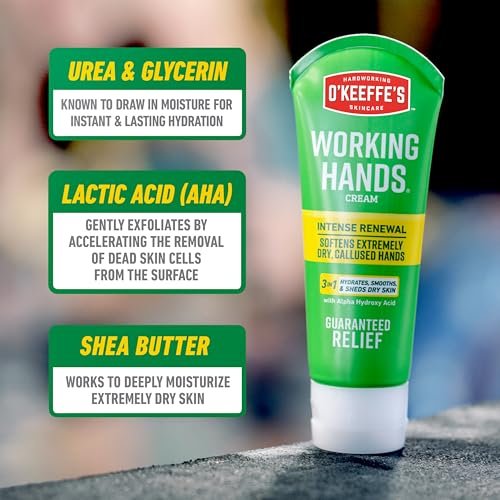 O'Keeffe's Working Hands Intense Renewal Hand Cream with Urea, 3 oz Tube – Softens & Smooths Extremely Dry, Callused Hands - görsel 10