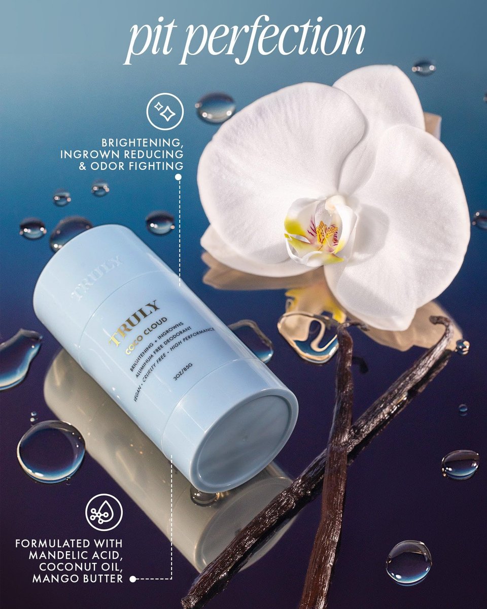 Truly Beauty Coco Cloud Deodorant – Aluminum-Free with Coconut Oil & Mandelic Acid for Odor, Ingrown Hairs & Discoloration (3 oz, Coconut Vanilla Scent) Avelisse