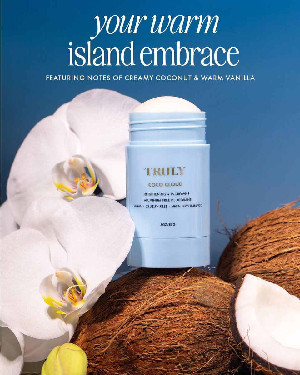 Truly Beauty Coco Cloud Deodorant – Aluminum-Free with Coconut Oil & Mandelic Acid for Odor, Ingrown Hairs & Discoloration (3 oz, Coconut Vanilla Scent) Avelisse