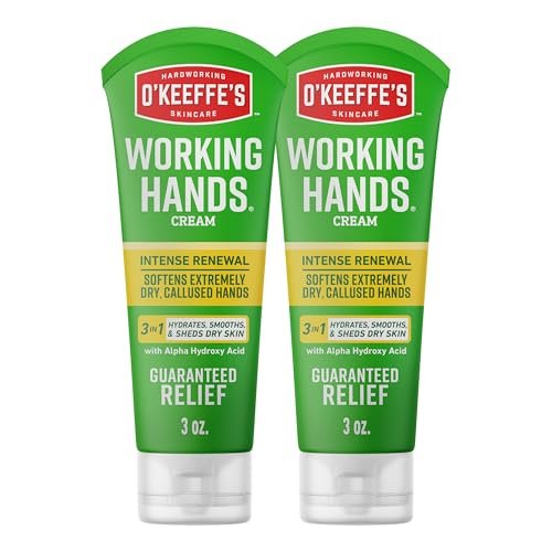 O'Keeffe's Working Hands Intense Renewal Hand Cream with Urea, 3 oz Tube (Pack of 2) – Softens & Smooths Extremely Dry, Callused Hands Avelisse