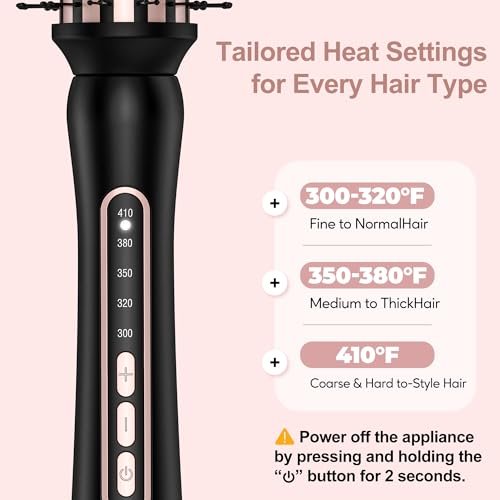 Farery Thermal Brush 5 Adjustable Temps, 1.5 Inch Hot Curling Brush for Big Bouncy Curls, Non-Blowing Heated Round Brush, Ceramic Curling Wand for Medium & Long Hair, Dual Voltage for Travel Avelisse