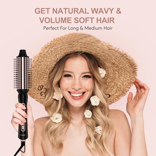 Farery Thermal Brush 5 Adjustable Temps, 1.5 Inch Hot Curling Brush for Big Bouncy Curls, Non-Blowing Heated Round Brush, Ceramic Curling Wand for Medium & Long Hair, Dual Voltage for Travel Avelisse