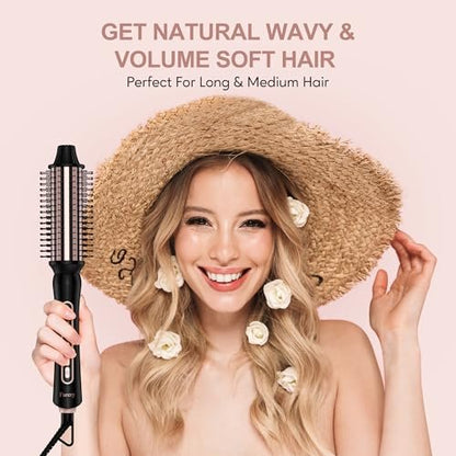 Farery Thermal Brush 5 Adjustable Temps, 1.5 Inch Hot Curling Brush for Big Bouncy Curls, Non-Blowing Heated Round Brush, Ceramic Curling Wand for Medium & Long Hair, Dual Voltage for Travel Avelisse