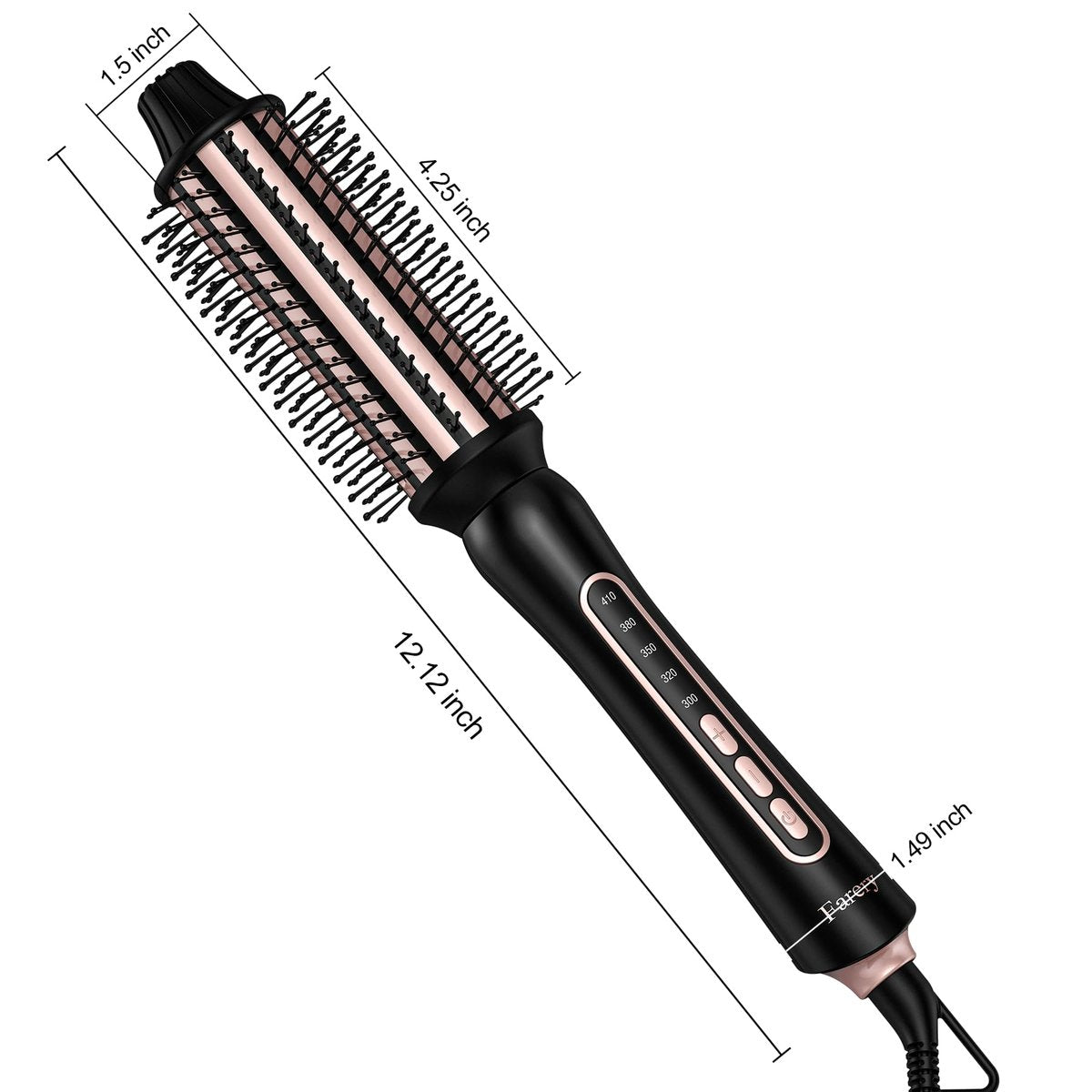 Farery Thermal Brush 5 Adjustable Temps, 1.5 Inch Hot Curling Brush for Big Bouncy Curls, Non-Blowing Heated Round Brush, Ceramic Curling Wand for Medium & Long Hair, Dual Voltage for Travel Avelisse