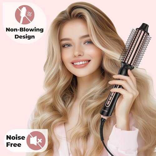 Farery Thermal Brush 5 Adjustable Temps, 1.5 Inch Hot Curling Brush for Big Bouncy Curls, Non-Blowing Heated Round Brush, Ceramic Curling Wand for Medium & Long Hair, Dual Voltage for Travel Avelisse