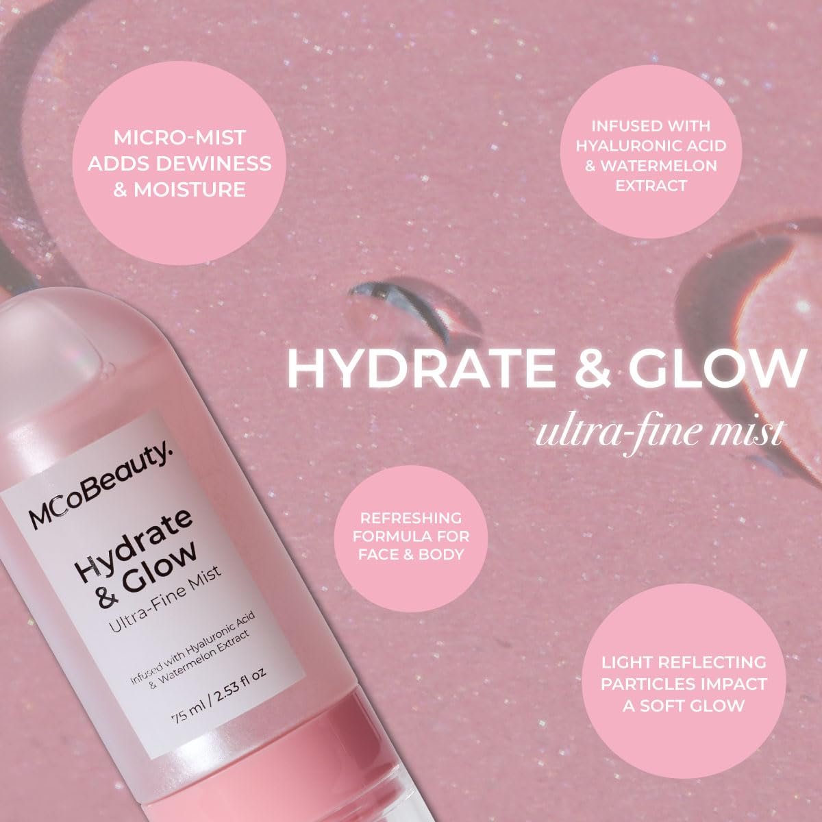 MCoBeauty Hydrate & Glow Ultra Fine Mist - Hydrating Face & Body Spray with Hyaluronic Acid, Watermelon Extract & Aloe Vera - Vegan & Cruelty Free - görsel 9