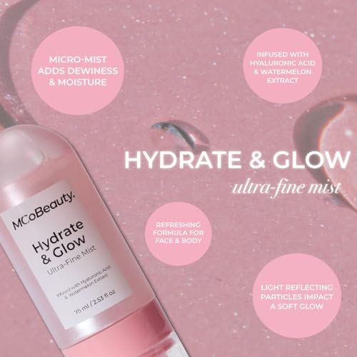 MCoBeauty Hydrate & Glow Ultra Fine Mist - Hydrating Face & Body Spray with Hyaluronic Acid, Watermelon Extract & Aloe Vera - Vegan & Cruelty Free - görsel 10