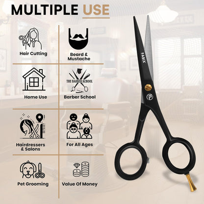Fabix 5" Professional Beard Mustache Scissors with Comb Set – Precision Grooming Kit for Facial Hair