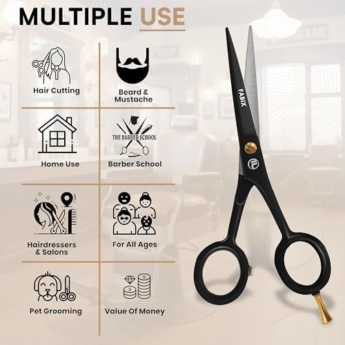 Fabix 5" Professional Beard Mustache Scissors with Comb Set – Precision Grooming Kit for Facial Hair - görsel 8