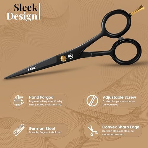 Fabix 5" Professional Beard Mustache Scissors with Comb Set – Precision Grooming Kit for Facial Hair - görsel 4