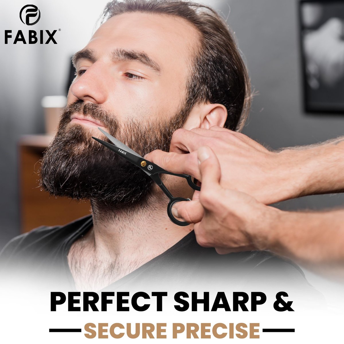 Fabix 5" Professional Beard Mustache Scissors with Comb Set – Precision Grooming Kit for Facial Hair - görsel 9