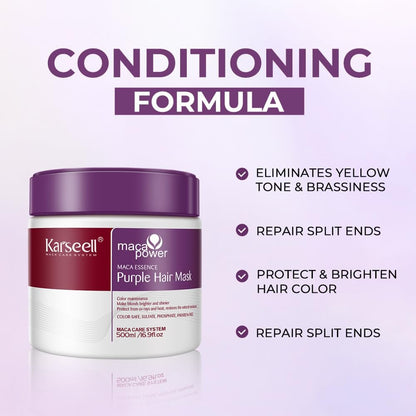 Karseell Purple Hair Mask 16.9 oz - Color Depositing & Toning Treatment for Blonde, Silver, Gray Hair Avelisse