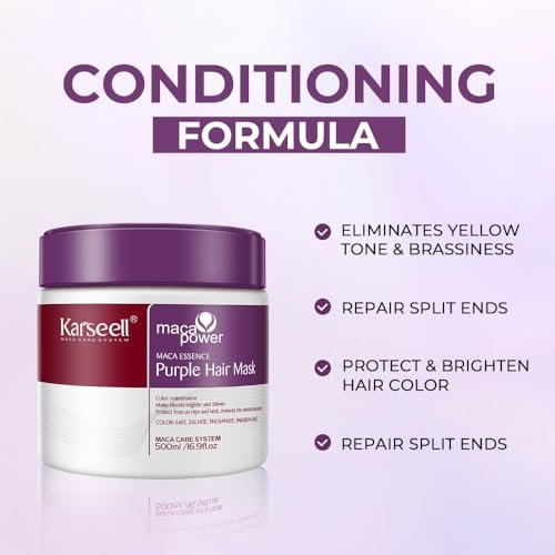 Karseell Purple Hair Mask 16.9 oz - Color Depositing & Toning Treatment for Blonde, Silver, Gray Hair Avelisse