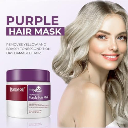 Karseell Purple Hair Mask 16.9 oz - Color Depositing & Toning Treatment for Blonde, Silver, Gray Hair Avelisse