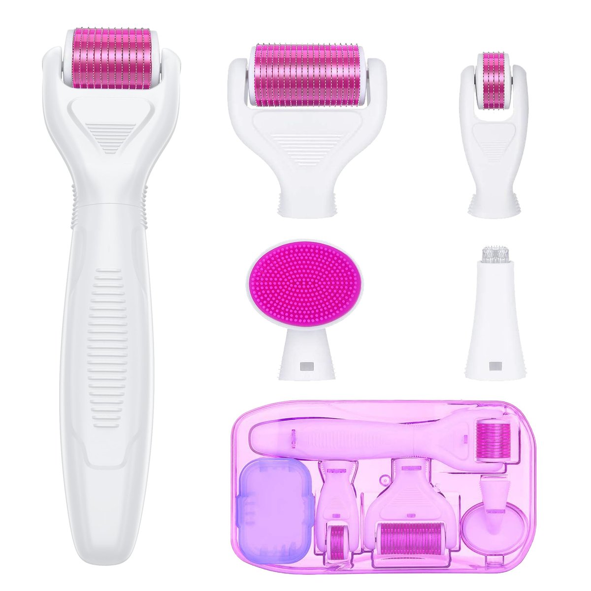 YaFex 6-in-1 Titanium Microneedling Roller Kit - 0.25mm, 0.3mm Replaceable Heads for Face and Body Avelisse