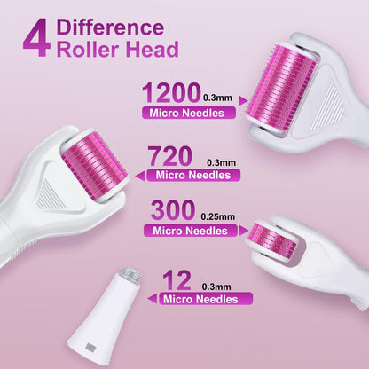 YaFex 6-in-1 Titanium Microneedling Roller Kit - 0.25mm, 0.3mm Replaceable Heads for Face and Body Avelisse
