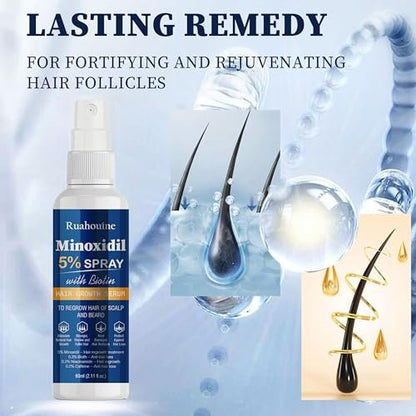 5% Minoxidil Hair Growth Spray Serum - Hair Regrowth Treatment for Men and Women, Strengthens and Thickens Hair for Fuller, Longer Results, Beard and Facial Hair Enhancer