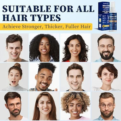 5% Minoxidil Hair Growth Spray Serum - Hair Regrowth Treatment for Men and Women, Strengthens and Thickens Hair for Fuller, Longer Results, Beard and Facial Hair Enhancer