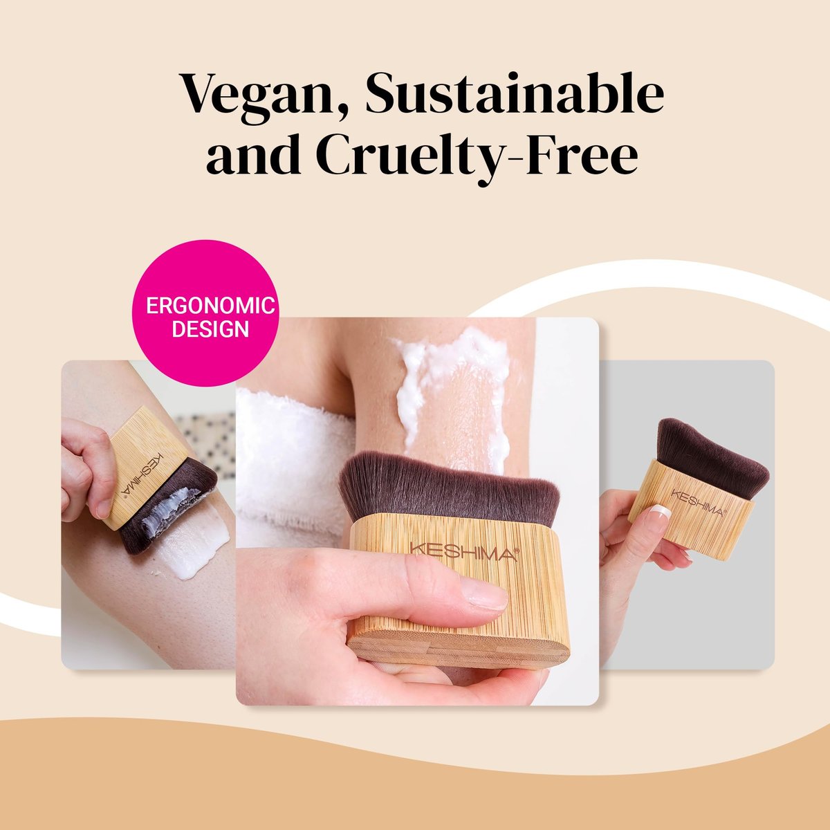 Keshima Self Tanner Brush – Large Kabuki Tan Applicator for Face and Body, Smooth & Even Coverage - görsel 11