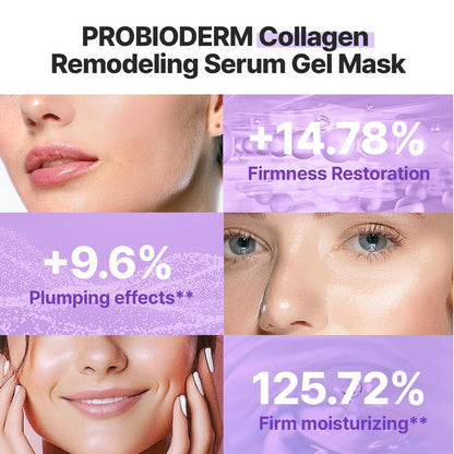 BIOHEAL BOH PROBIODERM™ Collagen Remodeling Serum Gel Mask – 6 Pack Hydrogel Masks with Collagen Capsules for Firmness & Pore Refinement