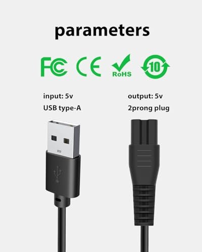 5V USB Charger Cable for Freebird Head Shaver Kit – wotdmu Compatible FlexSeries Electric Head Hair Shaver Charging Cord with Cleaning Brush (3.3ft) - görsel 12