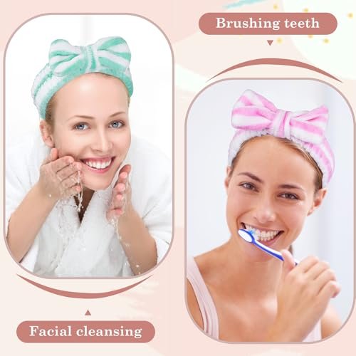 9-Pack Microfiber Spa Headbands for Women - Bow Shower Hair Bands for Face Wash, Skincare, Makeup Removal - görsel 14