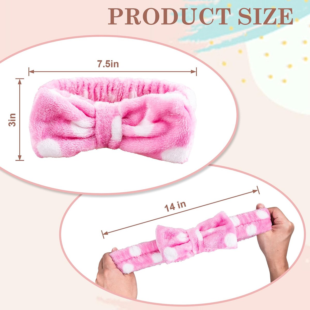 9-Pack Microfiber Spa Headbands for Women - Bow Shower Hair Bands for Face Wash, Skincare, Makeup Removal - görsel 3