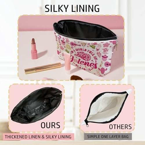 Wybgno Pink Cowgirls Makeup Bag – Silky Lining Cosmetic Pouch for Country Music Lovers - görsel 6