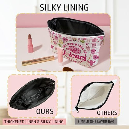 Wybgno Pink Cowgirls Makeup Bag – Silky Lining Cosmetic Pouch for Country Music Lovers