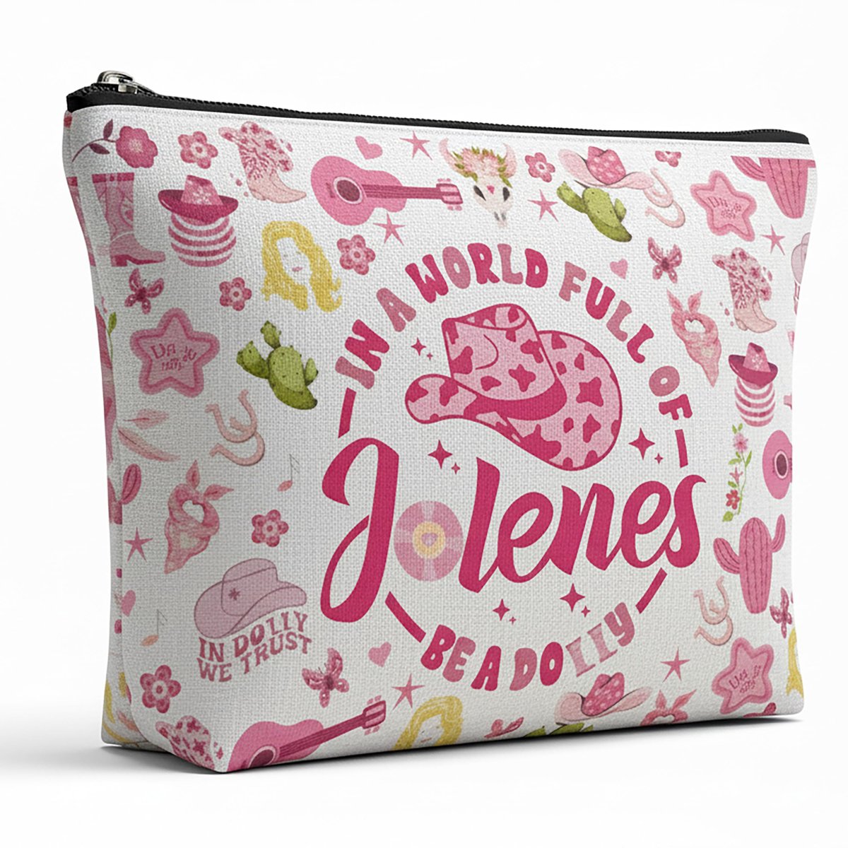 Wybgno Pink Cowgirls Makeup Bag – Silky Lining Cosmetic Pouch for Country Music Lovers - görsel 1