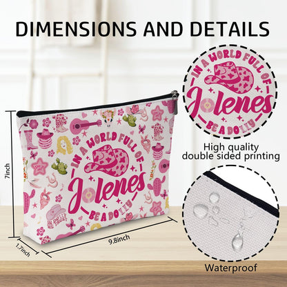 Wybgno Pink Cowgirls Makeup Bag – Silky Lining Cosmetic Pouch for Country Music Lovers