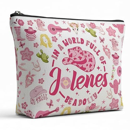 Wybgno Pink Cowgirls Makeup Bag – Silky Lining Cosmetic Pouch for Country Music Lovers
