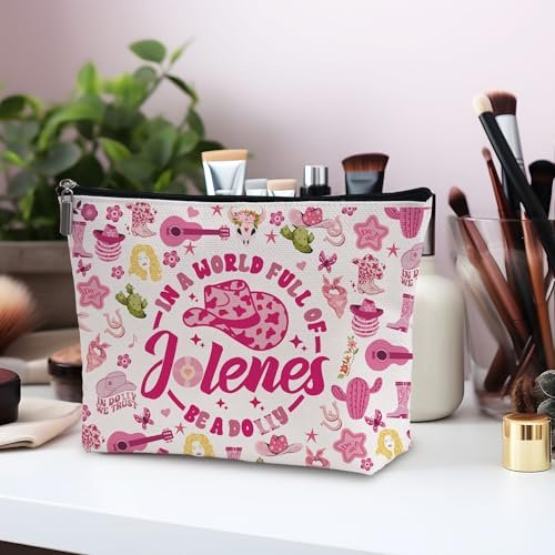 Wybgno Pink Cowgirls Makeup Bag – Silky Lining Cosmetic Pouch for Country Music Lovers - görsel 12