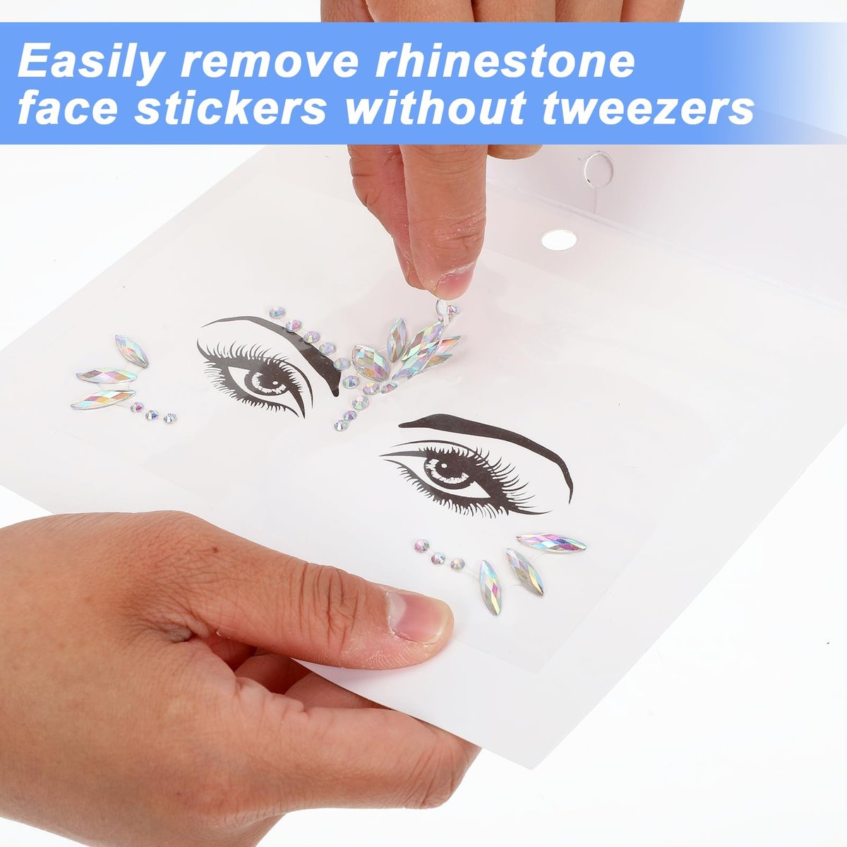 4 Sets Face Gems for Women - Self-Adhesive Glitter Freckles & Face Jewels Temporary Tattoo Stickers for Rave, Festival, Party, Mermaid, Rainbow, Halloween Makeup Dress-Up - görsel 11