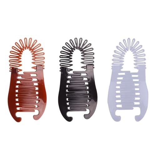 3-Piece Colorful Elongated Interlocking Plastic Banana Clip Hair Combs for Women - Two-Sided Hair Combs Ponytail Clincher Hair Accessories - görsel 2