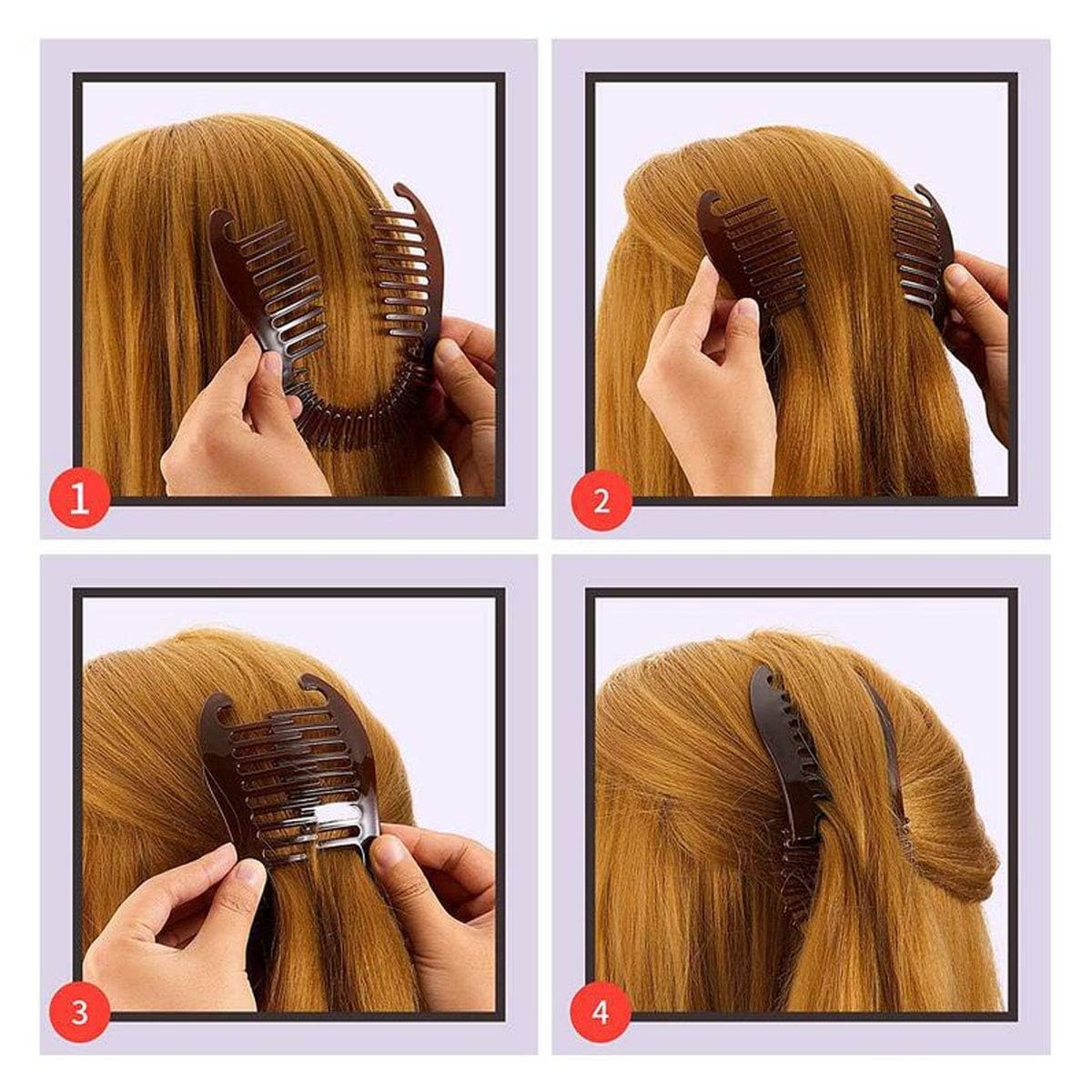 3-Piece Colorful Elongated Interlocking Plastic Banana Clip Hair Combs for Women - Two-Sided Hair Combs Ponytail Clincher Hair Accessories - görsel 15