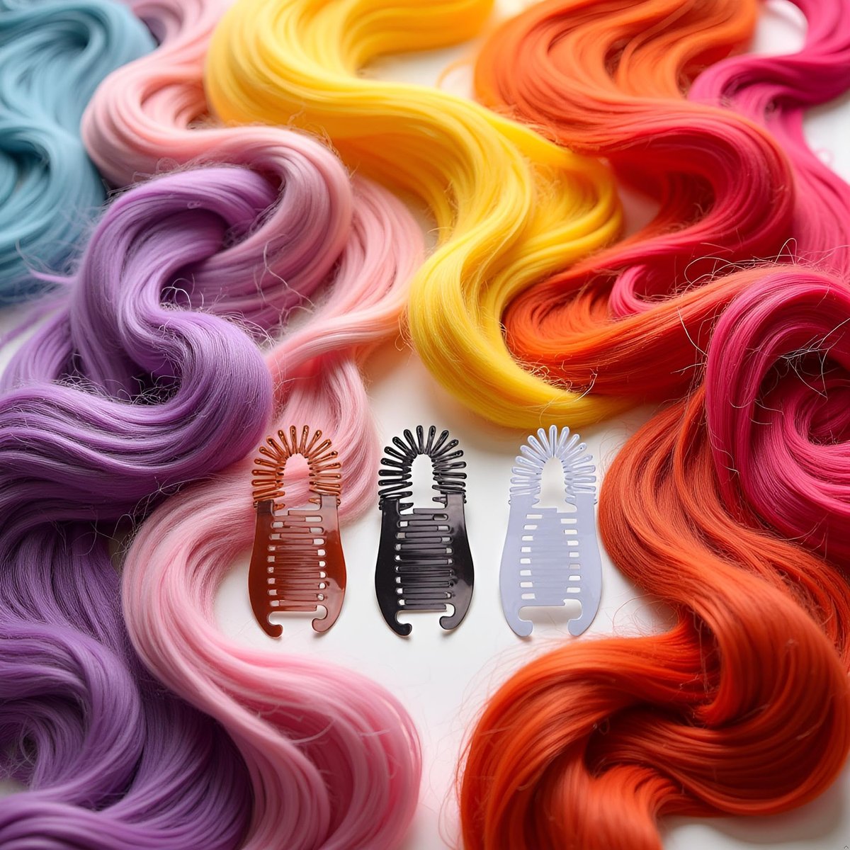 3-Piece Colorful Elongated Interlocking Plastic Banana Clip Hair Combs for Women - Two-Sided Hair Combs Ponytail Clincher Hair Accessories - görsel 13