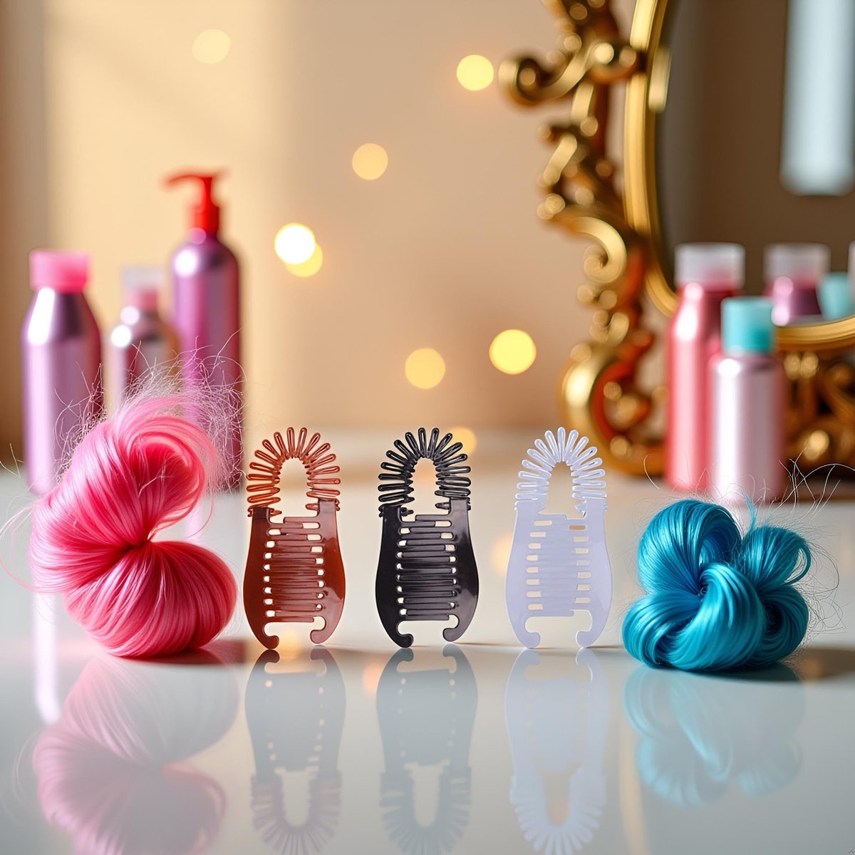 3-Piece Colorful Elongated Interlocking Plastic Banana Clip Hair Combs for Women - Two-Sided Hair Combs Ponytail Clincher Hair Accessories - görsel 11