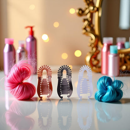 3-Piece Colorful Elongated Interlocking Plastic Banana Clip Hair Combs for Women - Two-Sided Hair Combs Ponytail Clincher Hair Accessories