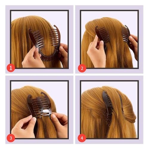 3-Piece Colorful Elongated Interlocking Plastic Banana Clip Hair Combs for Women - Two-Sided Hair Combs Ponytail Clincher Hair Accessories - görsel 16