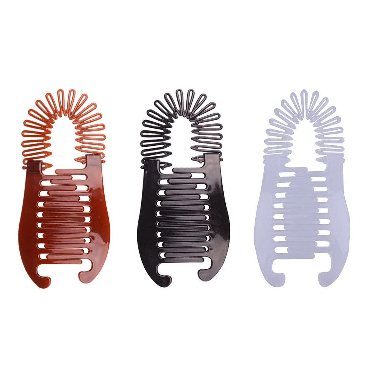 3-Piece Colorful Elongated Interlocking Plastic Banana Clip Hair Combs for Women - Two-Sided Hair Combs Ponytail Clincher Hair Accessories - görsel 1