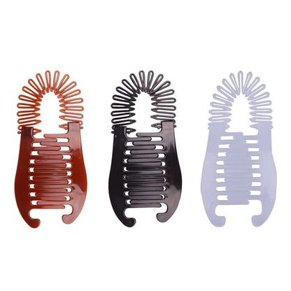 3-Piece Colorful Elongated Interlocking Plastic Banana Clip Hair Combs for Women - Two-Sided Hair Combs Ponytail Clincher Hair Accessories