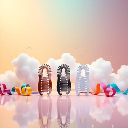 3-Piece Colorful Elongated Interlocking Plastic Banana Clip Hair Combs for Women - Two-Sided Hair Combs Ponytail Clincher Hair Accessories