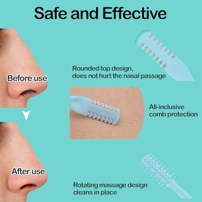 PSKZNSZ 5-Pack 2-in-1 Nasal Cutter - 360° Rotating Nose Trimmer for Women & Men, Double-Sided Nostril Hair Remover Tool (Cream Yellow)