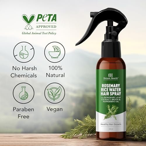 Botanic Hearth Rosemary Rice Water Spray for Hair Growth - Korean Scalp Detox & Hydrating Hair Treatment for Thinning, Anti-Itch & Anti-Flake, Sulfate & Paraben Free (6.8 fl oz) Avelisse