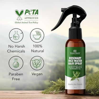 Botanic Hearth Rosemary Rice Water Spray for Hair Growth - Korean Scalp Detox & Hydrating Hair Treatment for Thinning, Anti-Itch & Anti-Flake, Sulfate & Paraben Free (6.8 fl oz) Avelisse